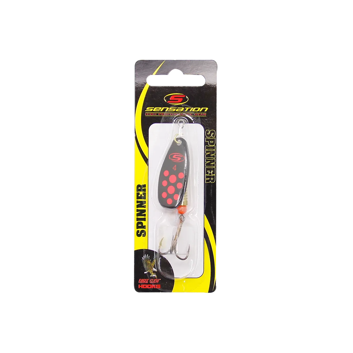 Inline Spinner Sensation- Bass Fury Black Red Dot