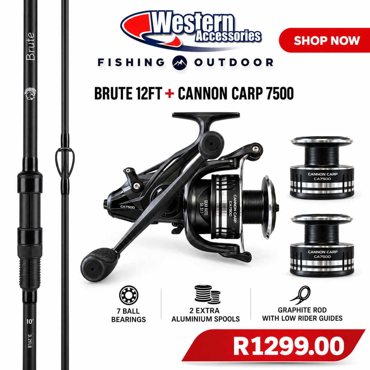 Carp Combo Jackel Brute 12ft + Cannon carp 7500 Baitrunner