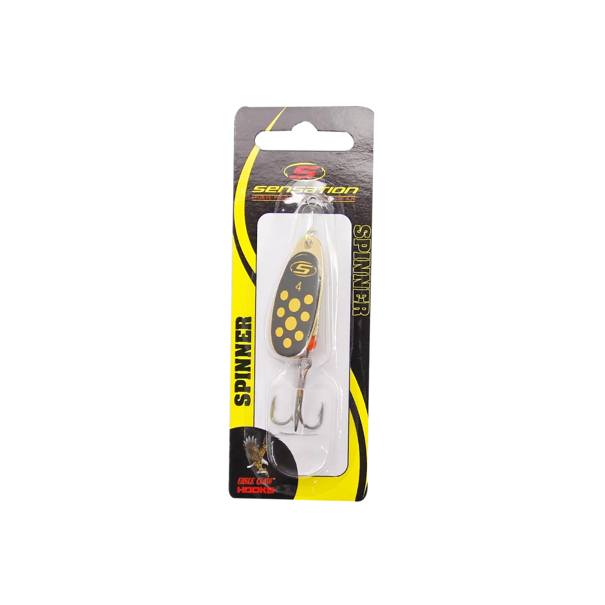 Inline Spinner Sensation- Bass Fury Gold Yellow Dot